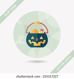 Halloween pumpkin shaped box flat icon with long shadow, eps10