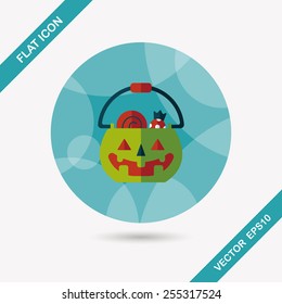 Halloween pumpkin shaped box flat icon with long shadow, eps10