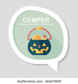 Halloween pumpkin shaped box flat icon with long shadow, eps10