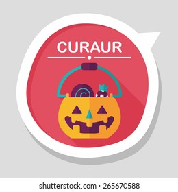 Halloween pumpkin shaped box flat icon with long shadow, eps10