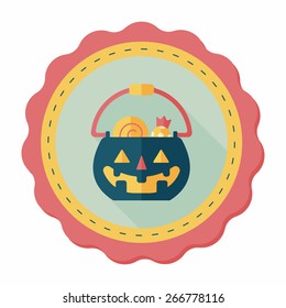 Halloween pumpkin shaped box flat icon with long shadow, eps10