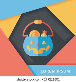 Halloween pumpkin shaped box flat icon with long shadow, eps10