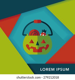 Halloween pumpkin shaped box flat icon with long shadow, eps10