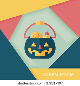 Halloween pumpkin shaped box flat icon with long shadow, eps10