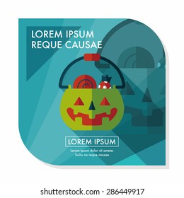 Halloween pumpkin shaped box flat icon with long shadow, eps10