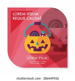 Halloween pumpkin shaped box flat icon with long shadow, eps10