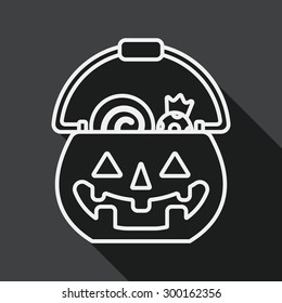 Halloween pumpkin shaped box flat icon with long shadow, eps10, line icon
