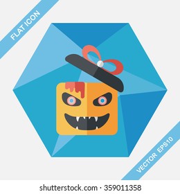 Halloween pumpkin shaped box flat icon with long shadow, eps10