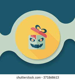 Halloween pumpkin shaped box flat icon with long shadow, eps10