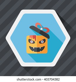 Halloween pumpkin shaped box flat icon with long shadow, eps10