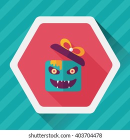 Halloween pumpkin shaped box flat icon with long shadow, eps10