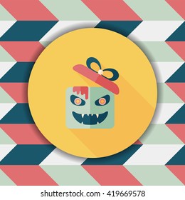 Halloween pumpkin shaped box flat icon with long shadow, eps10