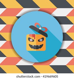 Halloween pumpkin shaped box flat icon with long shadow, eps10