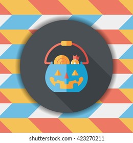 Halloween pumpkin shaped box flat icon with long shadow, eps10