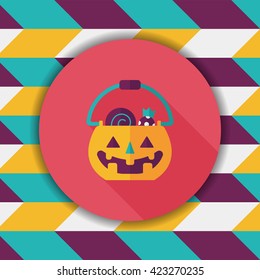 Halloween pumpkin shaped box flat icon with long shadow, eps10