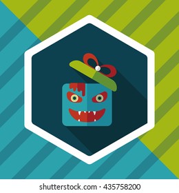 Halloween pumpkin shaped box flat icon with long shadow, eps10