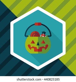 Halloween pumpkin shaped box flat icon with long shadow, eps10