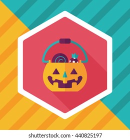 Halloween pumpkin shaped box flat icon with long shadow, eps10