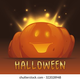 Halloween Pumpkin Shining, Vector Illustration