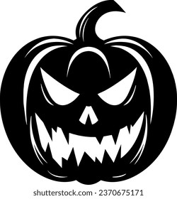 Halloween Pumpkin Silhouette Design in Line Art, Vector Mascot of Halloween Pumpkin.