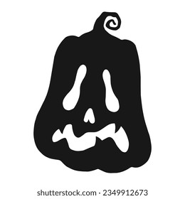 Halloween pumpkin silhouette element monochrome with funny gourd for decorating souvenirs and banners for feast of all saints vector illustration