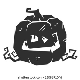 Halloween pumpkin silhouette with emotion