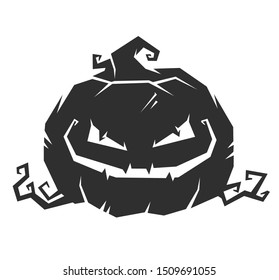 Halloween pumpkin silhouette with emotion