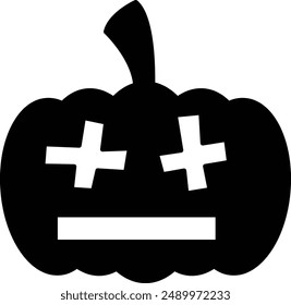 Halloween Pumpkin Silhouette Icon - Symbolizing Spooky Festivities and Autumn Traditions