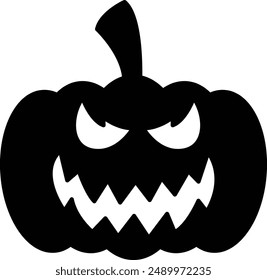 Halloween Pumpkin Silhouette Icon - Symbolizing Spooky Festivities and Autumn Traditions