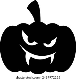 Halloween Pumpkin Silhouette Icon - Symbolizing Spooky Festivities and Autumn Traditions
