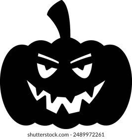 Halloween Pumpkin Silhouette Icon - Symbolizing Spooky Festivities and Autumn Traditions