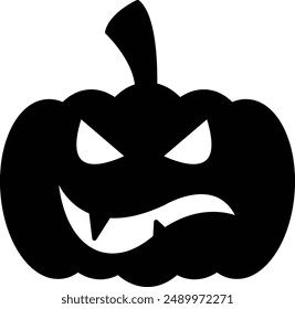Halloween Pumpkin Silhouette Icon - Symbolizing Spooky Festivities and Autumn Traditions