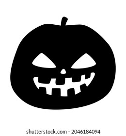 Halloween pumpkin silhouette illustration, Jack O Lantern isolated on white background.