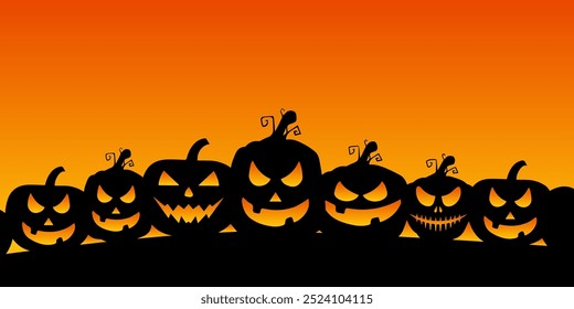 halloween pumpkin silhouette  on orange background,Jack o' Lantern