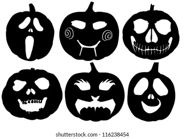 Halloween Pumpkin Silhouette on white background