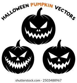 Halloween pumpkin silhouette set in black vector design.