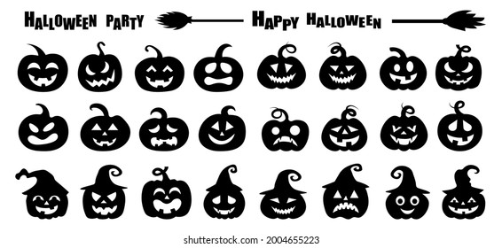 Ilustración vectorial del conjunto de siluetas de calabaza de Halloween