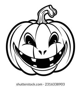 Halloween pumpkin silhouette, SVG file, black and white. Outline. color page