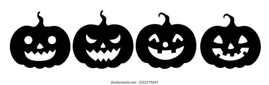 Silueta de calabaza de Halloween, Ilustración vectorial de una colección de calabazas