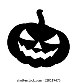 Halloween pumpkin silhouette vector illustration, Jack O Lantern  isolated on white background. Scary orange picture with eyes.