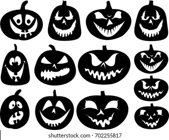 Halloween Pumpkin Silhouettes Vector Set Stock Vector (Royalty Free ...