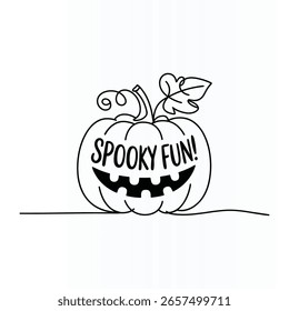Halloween Pumpkin Single  continuous Line Art Drawing