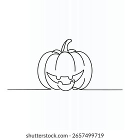 Halloween Pumpkin Single  continuous Line Art Drawing