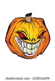 Halloween pumpkin. Pumpkin with sinister face. Autumn vacation. Vector illustration