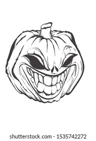 Halloween pumpkin. Pumpkin with sinister face. Autumn vacation. Vector illustration