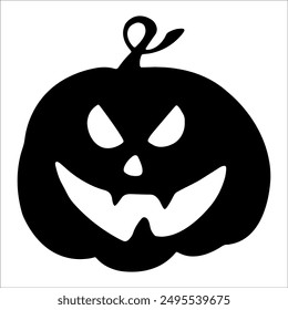 Halloween pumpkin with a sinister smile. Vector concept in doodle and sketch style. Hand drawn illustration for printing on t-shirts, cards. Icon and logo idea..