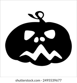 Halloween pumpkin with a sinister smile. Vector concept in doodle and sketch style. Hand drawn illustration for printing on t-shirts, cards. Icon and logo idea..