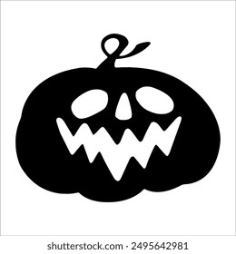 Halloween pumpkin with a sinister smile. Vector concept in doodle and sketch style. Hand drawn illustration for printing on t-shirts, cards. Icon and logo idea..