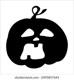 Halloween pumpkin with a sinister smile. Vector concept in doodle and sketch style. Hand drawn illustration for printing on t-shirts, cards. Icon and logo idea..