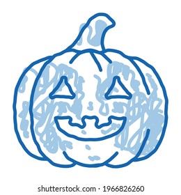 halloween pumpkin sketch icon vector. Hand drawn blue doodle line art halloween pumpkin sign. isolated symbol illustration